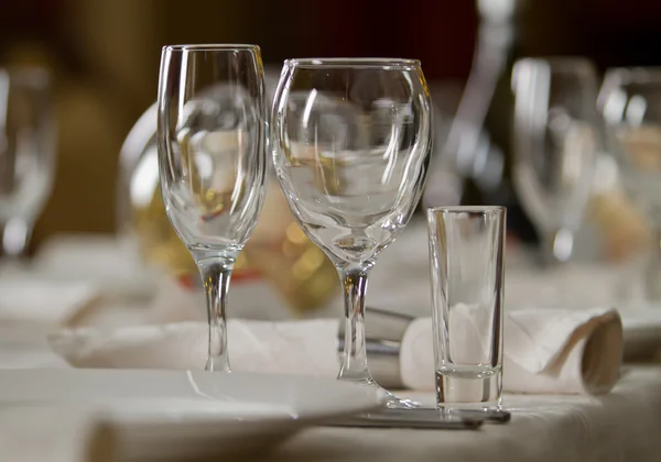 Masa de cristal fin Setarea la un restaurant — Fotografie, imagine de stoc