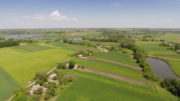 Sobrevolando ríos y campos — Vídeos de Stock