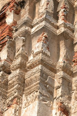 Tayland ayutthaya eski sermaye Tapınağı duvar dekorasyonu ile mimari arka plan