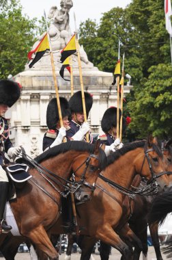 Belçikalı Süvari askeri geçit töreninde Belçika Milli gün içinde katılır.