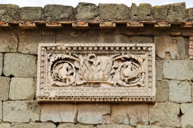 Roma, İtalya, forum alanı olarak süslenmiş Roma döneminden duvar