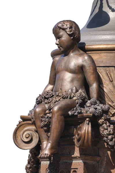 Statue of small girl decorating column in Antwerp, Belgium — Stock Photo, Image