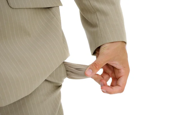 Person showing empty pocket as financial concept image — Stock Photo, Image