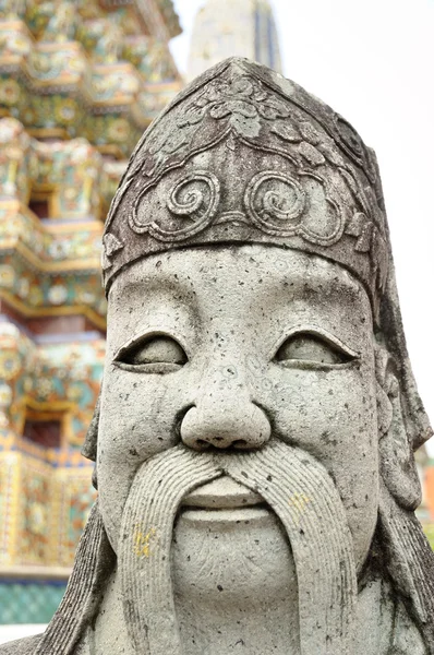 Ancient statue of warrior in buddhist temple in Bangkok, Thailand — Stock Photo, Image