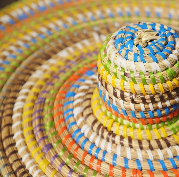 Artisan hat for protection from the sun in African style closeup image — Stock Photo, Image