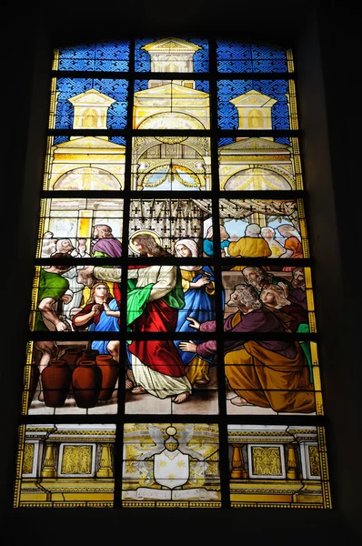 Stained glass window in cathedral — Stock Photo, Image