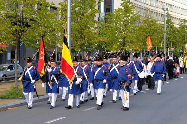 A parade to commemorate the battle for Independence of Belgium in 19 century — Stock Photo, Image