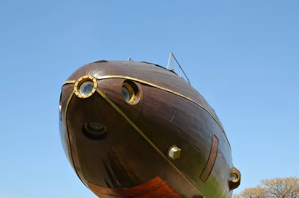 Replica of submarine which was used in 19 century in Barcelona in Port Vell — Stock Photo, Image