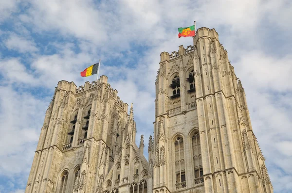 Puncak Katedral St. Michael dan St. Gudula di Brussels — Stok Foto