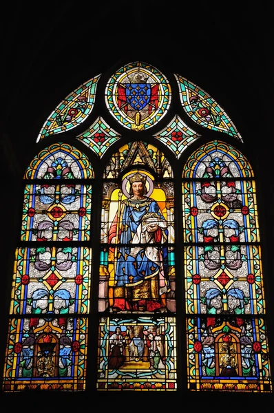 Blyinfattade fönster i Eglise St Germain l'Auxerrois Stockfoto