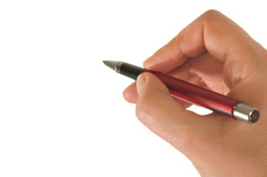 Kırmızı kalem imza yapmaya hazır tutmak el