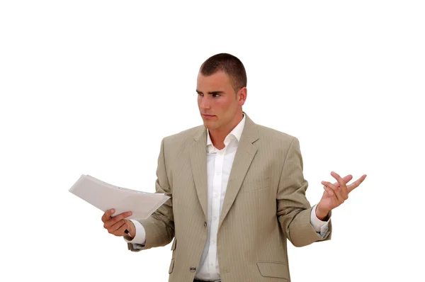 Joven participando en conversación de negocios — Foto de Stock