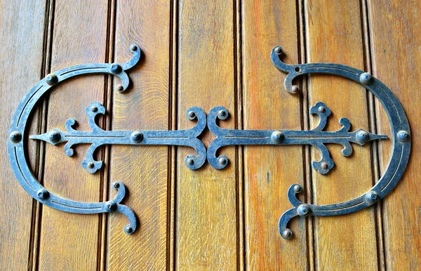 Gothic style wooden door of church — Stock Photo, Image