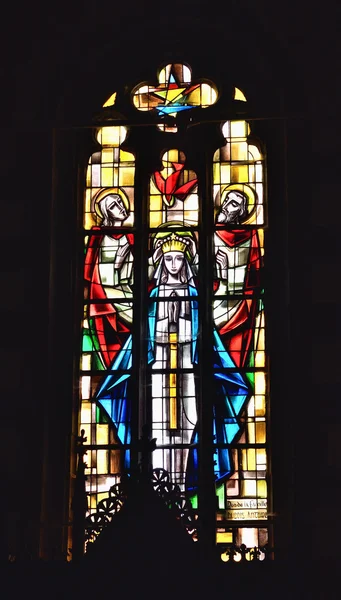 Kirchenfenster in der Kirche Saint Martin in Steenkerque, commune braine-le-comte — Stockfoto