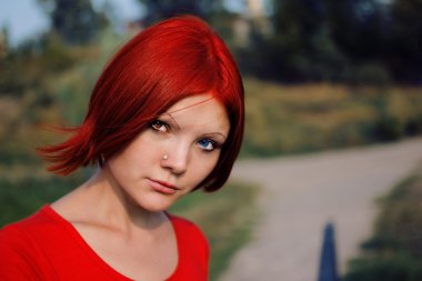 Red hair and heterochrome eyes clipart