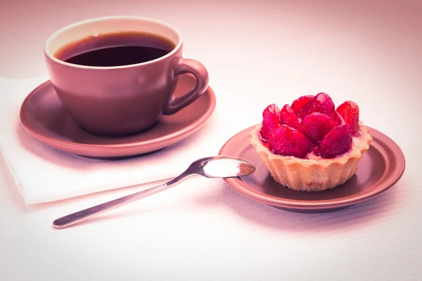 Continental Breakfast with Hot Coffee and Sweet Bun — Stock Photo, Image