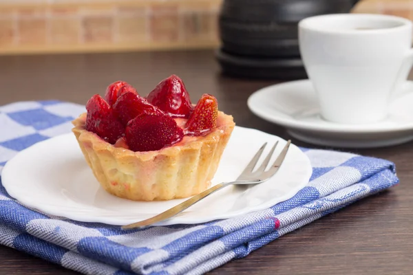 Strawberry Dessert with Cup of Coffee — Stock Photo, Image