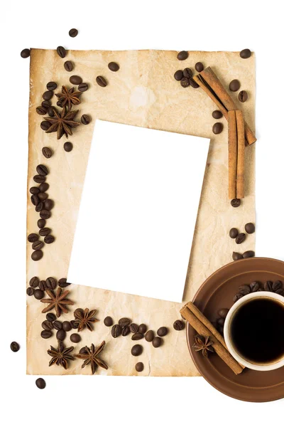 Abstract Coffee Background with Cup of Coffee and Copyspace — Stock Photo, Image
