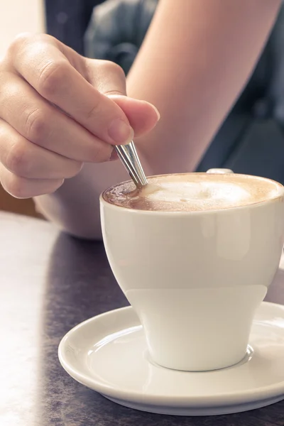 Morning coffee. Cup of Cappuccino in Cafe — Stock Photo, Image