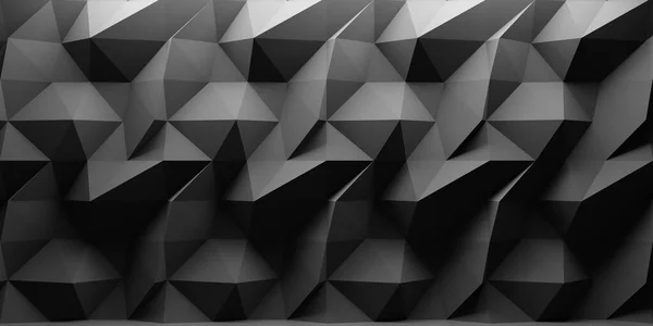 Рендеринг Черного Многоугольного Абстрактного Фона Высшим Освещением — стоковое фото