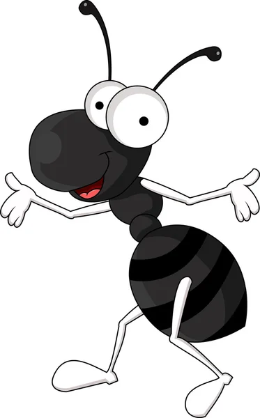 Divertida hormiga negra de dibujos animados — Archivo Imágenes Vectoriales