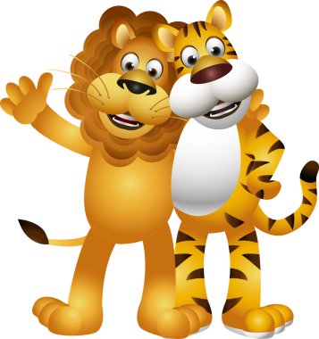 Aslan ve kaplan komik karikatür