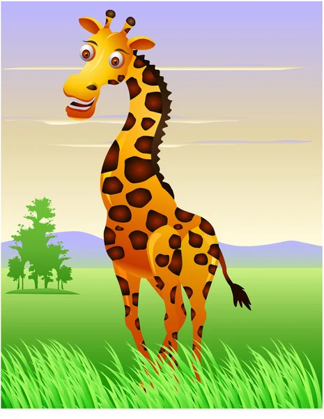 Жираф в джунглях — стоковый вектор