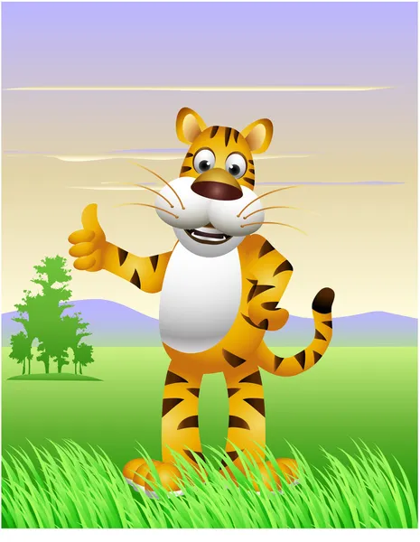 Funny tiger cartoon — Stock Vector