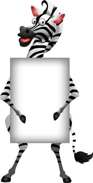 Zebra-Cartoon mit leerem Schild — Stockvektor