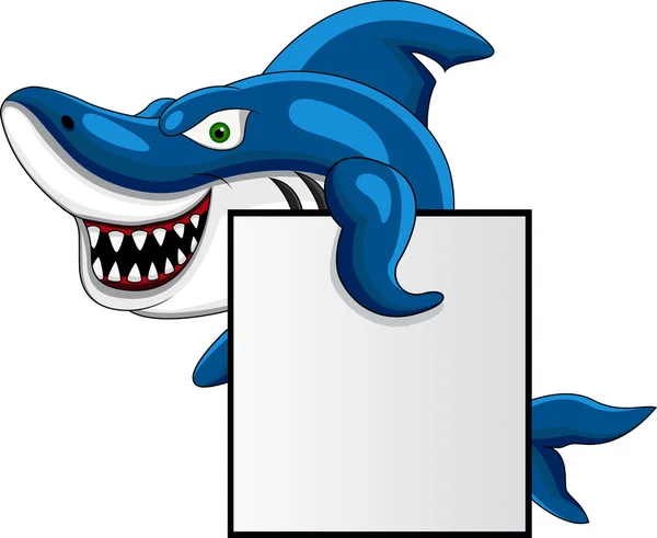 Wütender Hai mit leerem Schild — Stockvektor