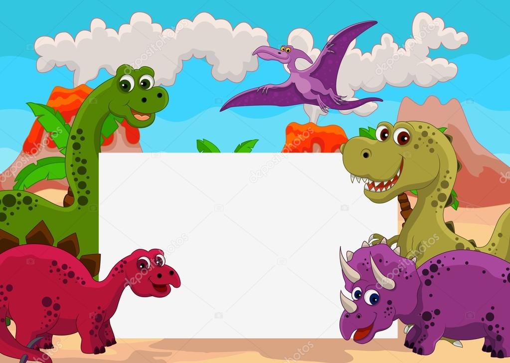 Dinosaur cartoon with blank sign Stock Vector Image by ©starlight789  #12220611