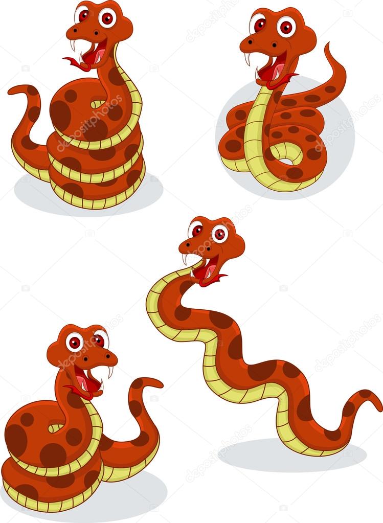 Conjunto De Desenhos Animados De Cobra Verde Ilustração do Vetor