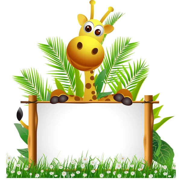 Schattig giraffe met bord — Stockfoto