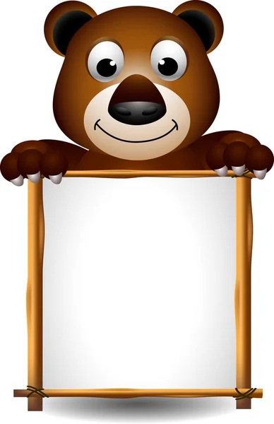 Urso marrom bonito com placa —  Vetores de Stock