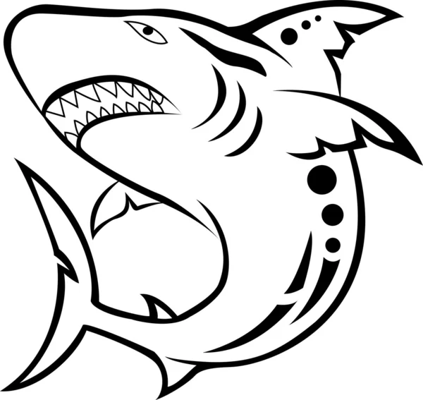 Angry shark tribal tattoo — Stock Vector