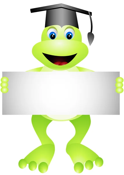 Cartoon frog with blank sign — Stock Vector