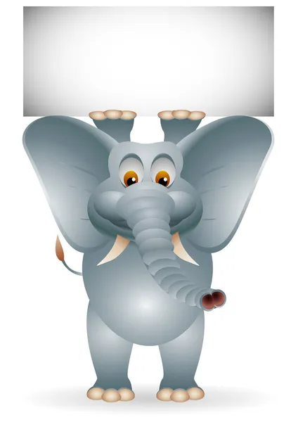 Cute elephant cartoon with blank sign — Stock Vector