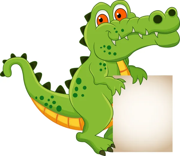 Crocodile cartoon with blank sign — Stock Vector