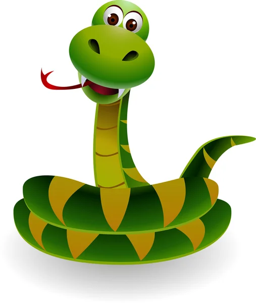 Mignon dessin animé de serpent vert — Image vectorielle