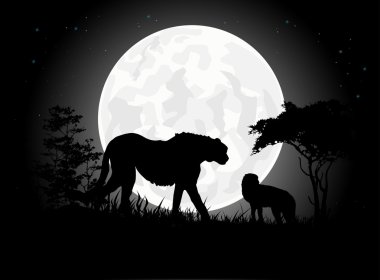 Dev ay geçmişi olan güzel cheetah silhouettes