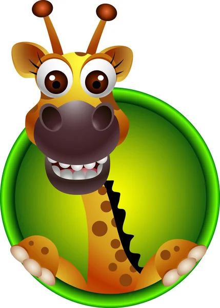 Linda jirafa cabeza de dibujos animados — Vector de stock
