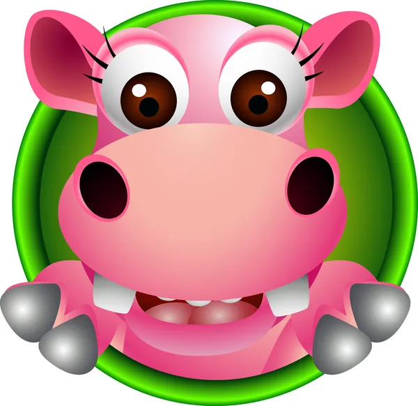 Söt baby hippo huvud cartoon — Stock vektor
