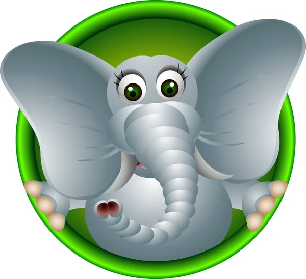 Söt elefant huvud cartoon — Stock vektor