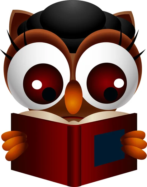 Livro de leitura bonito coruja — Vetor de Stock