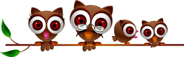 Cute owls family — Stock Vector