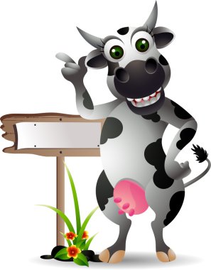 sevimli inek karikatür pano ile