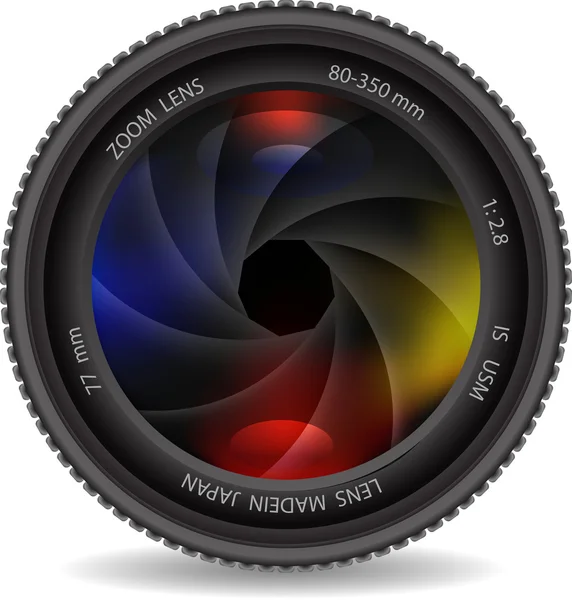Objectif caméra avec obturateur — Image vectorielle