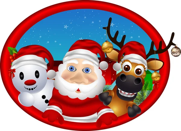 Santa claus ,deer and snowman — Stock Vector