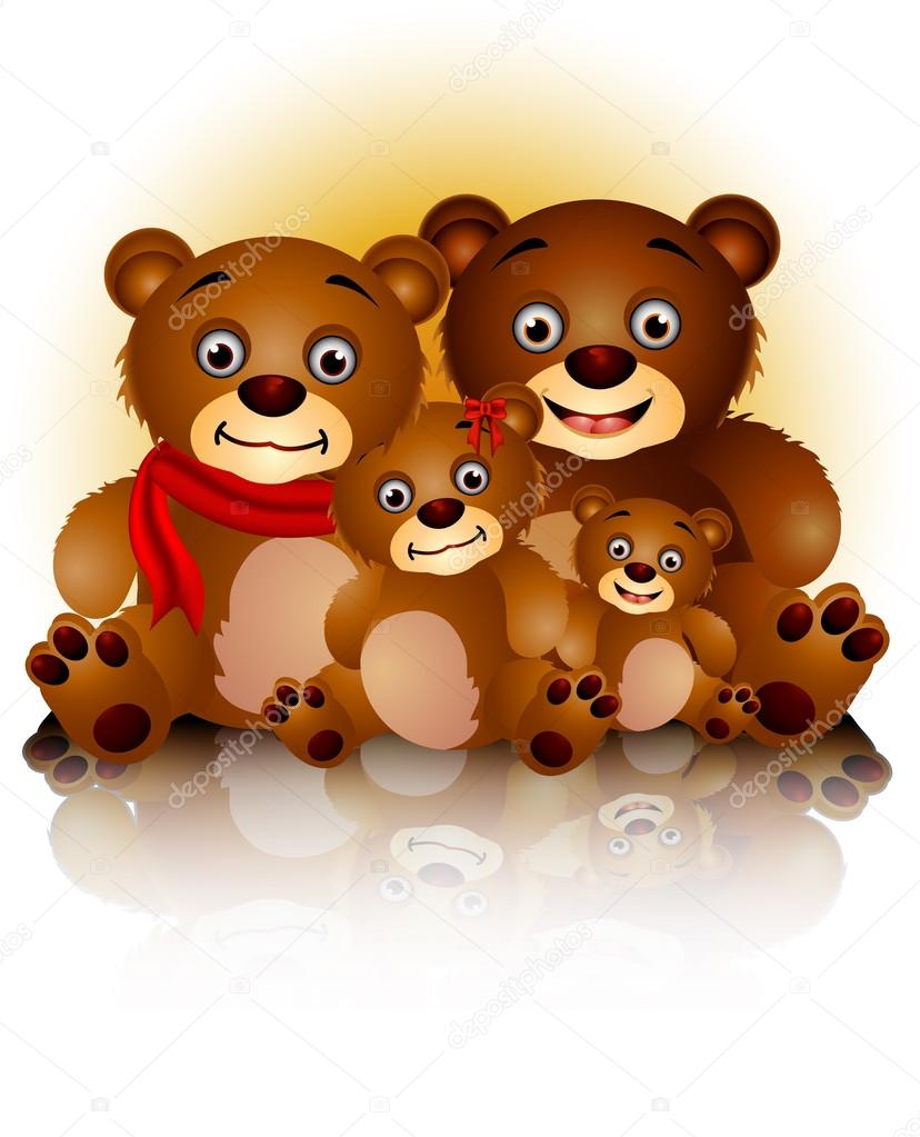 Happy cute bears family in harmony
