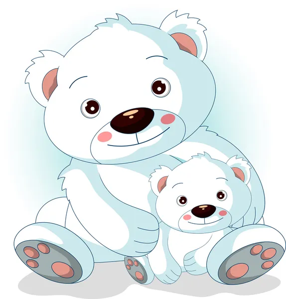 Madre oso polar con sus hijos — Vector de stock